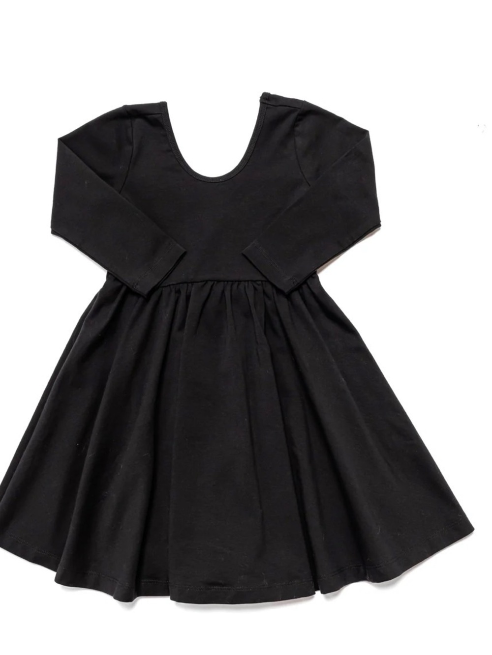 Classic Black Long-Sleeve Twirl Dress for Kids